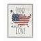 Stupell Industries Land That I Love Stars and Stripes Americana Rustic Wood Look Sign in Gray Frame Wall Art